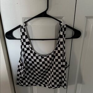 SHEIN Black and White Checkered Crop Top